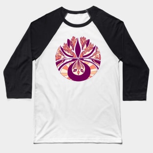 Peach Abstract Motif Baseball T-Shirt